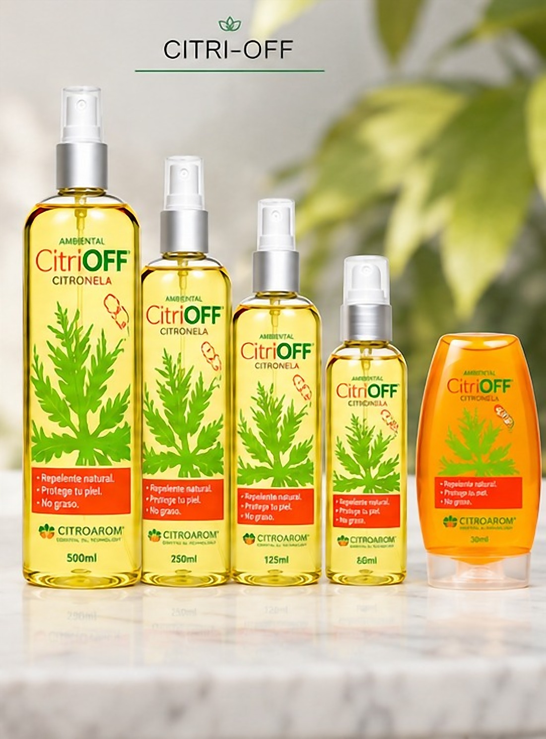 Citri-Off: 500 ml, 250 ml, 125 ml, 86 ml and 30 ml sizes